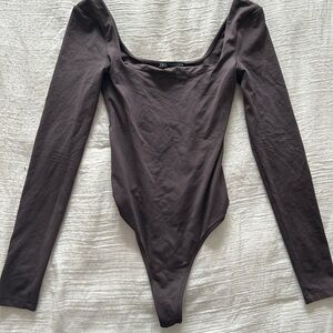Zara square neck thong bodysuit
